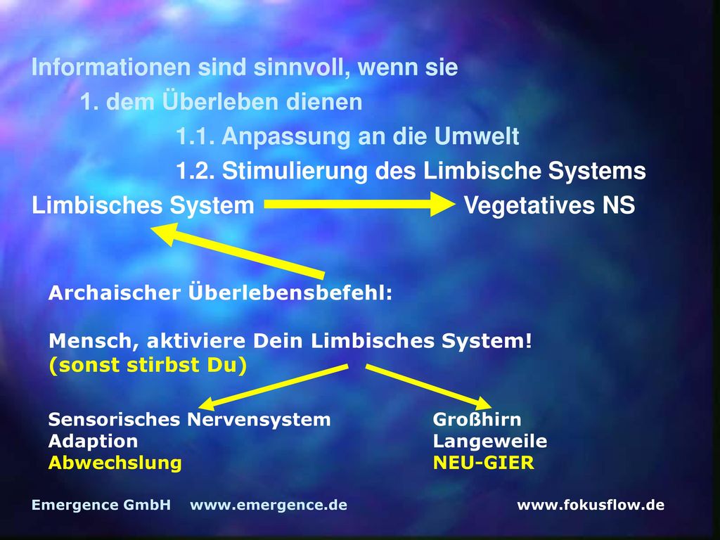 Informationen sind sinnvoll, wenn sie 1. dem Überleben dienen