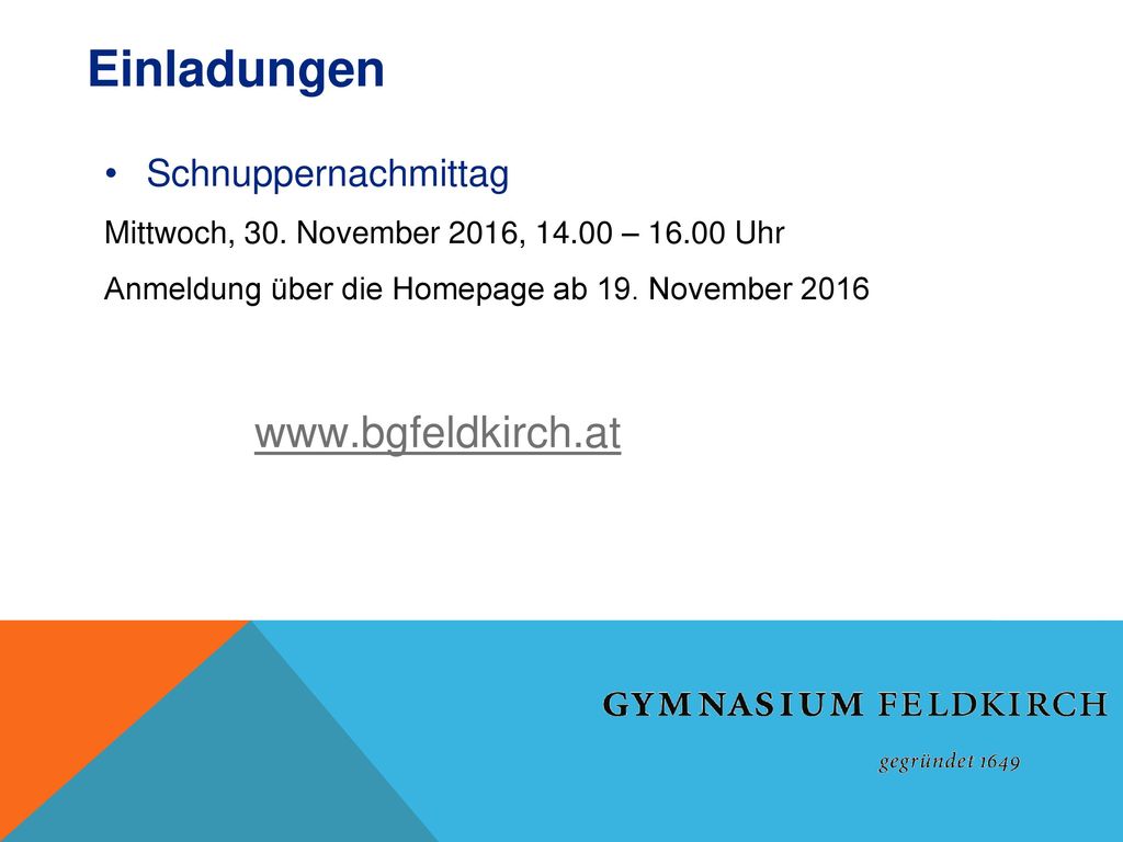 Einladungen   Schnuppernachmittag
