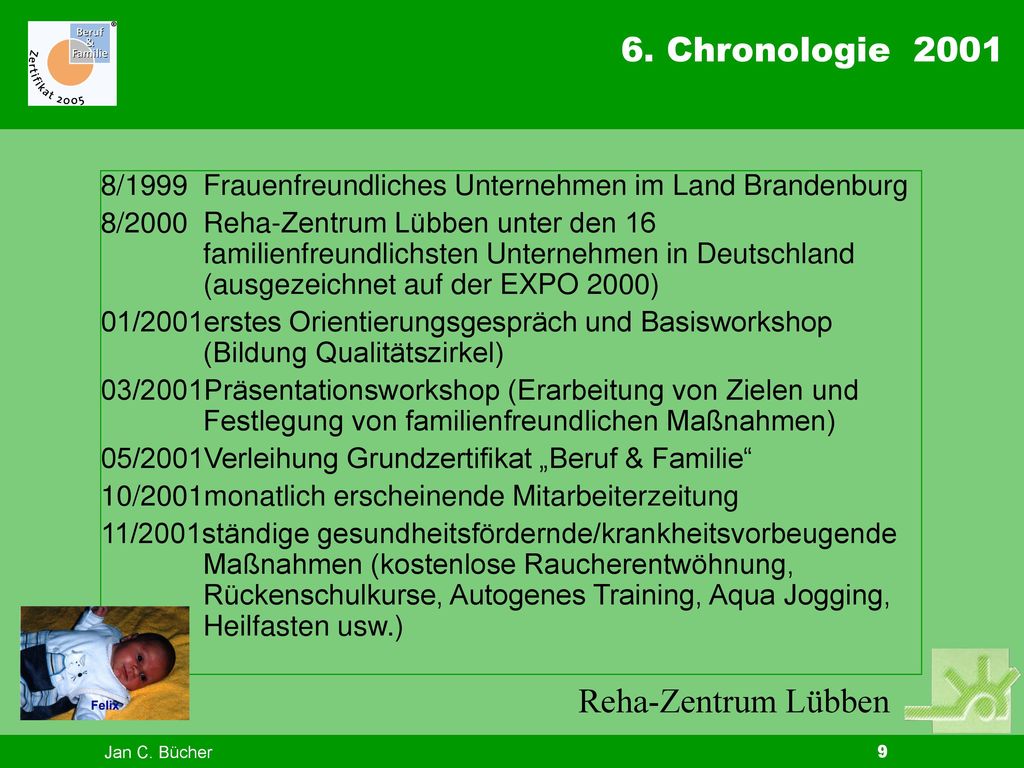 6. Chronologie /1999 Frauenfreundliches Unternehmen im Land Brandenburg.