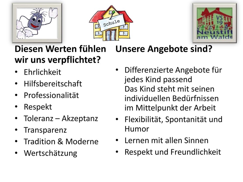 1 Diesen Werten fühlen wir uns verpflichtet Unsere Angebote sind