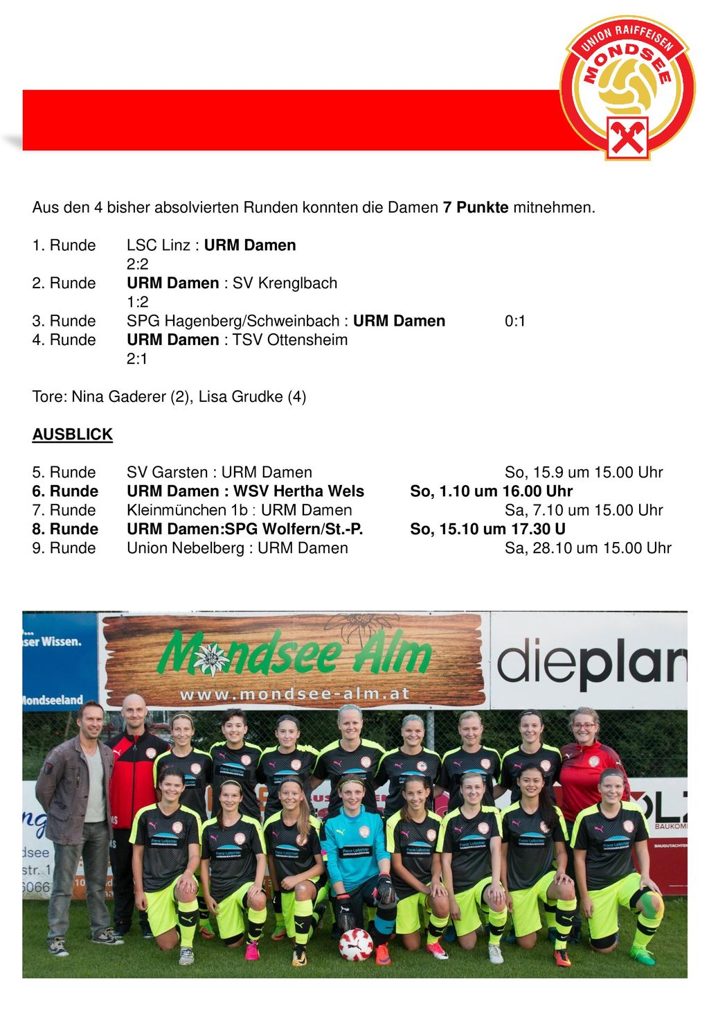 Aus den 4 bisher absolvierten Runden konnten die Damen 7 Punkte mitnehmen.