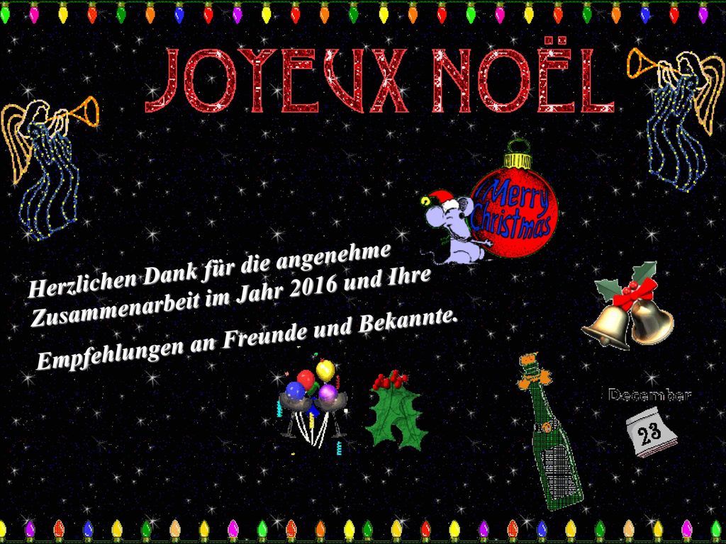 Herzlichen Dank für die angenehme Zusammenarbeit im Jahr 2016 und Ihre