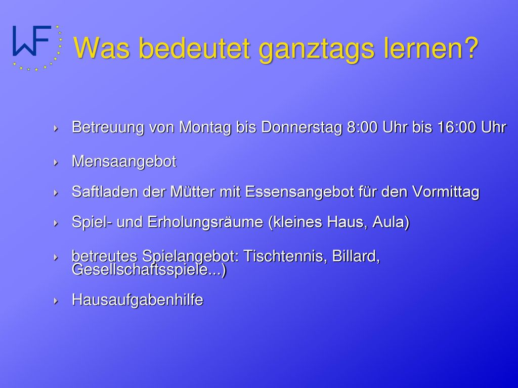 Was bedeutet ganztags lernen