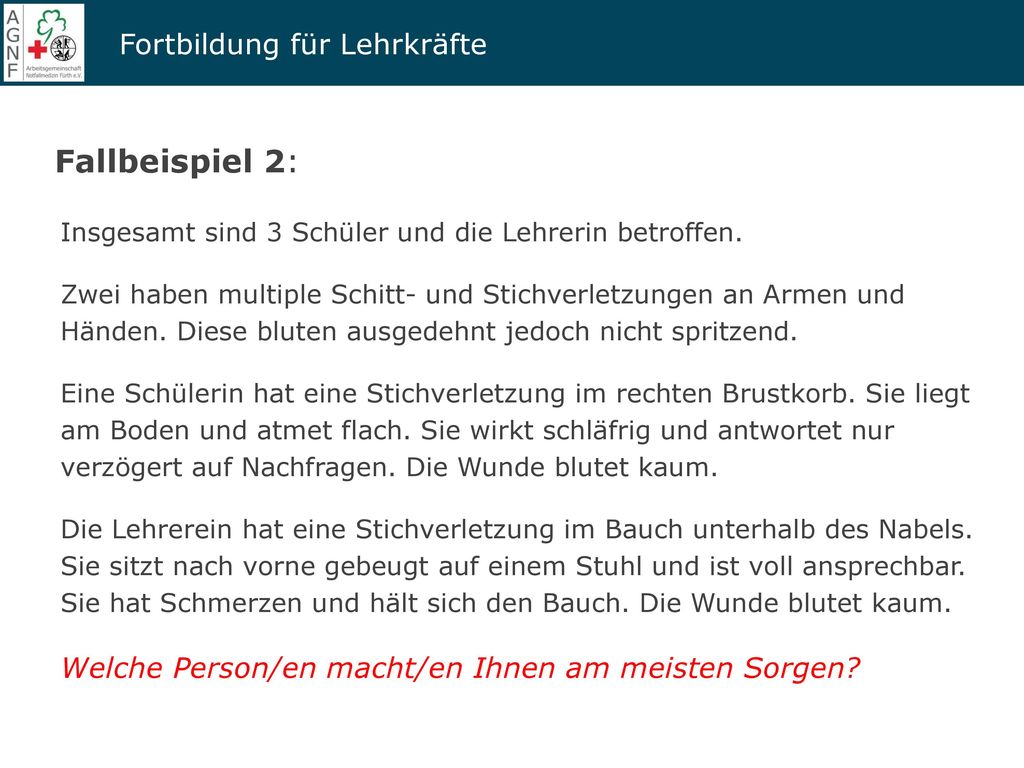 Fallbeispiel 2: Welche Person/en macht/en Ihnen am meisten Sorgen