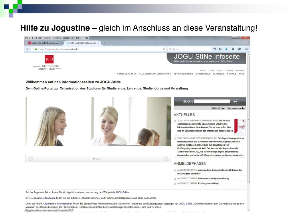 Hilfe zu Jogustine – gleich im Anschluss an diese Veranstaltung!