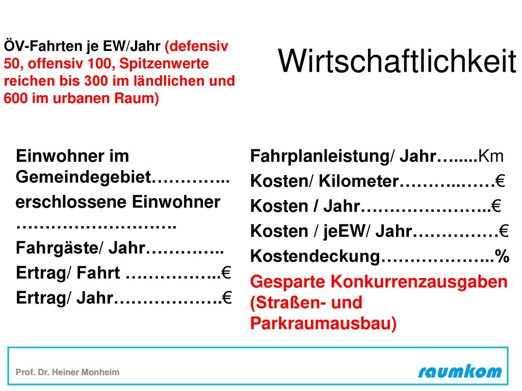 ÖV-Fahrten je EW/Jahr (defensiv 50, offensiv 100, Spitzenwerte reichen bis 300 im ländlichen und 600 im urbanen Raum)