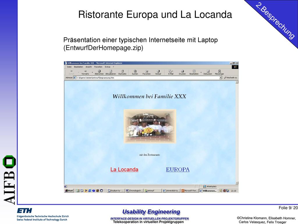 2.Besprechung Präsentation einer typischen Internetseite mit Laptop (EntwurfDerHomepage.zip)