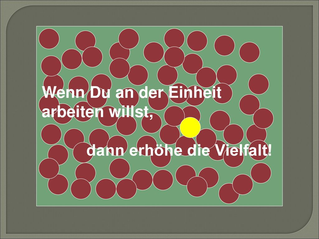 Wenn Du an der Einheit arbeiten willst, dann erhöhe die Vielfalt!