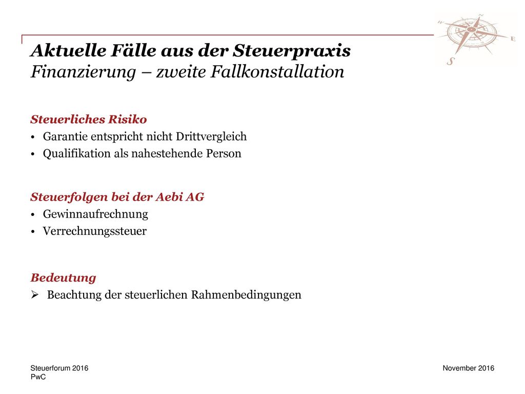 Aktuelle Fälle aus der Steuerpraxis Finanzierung – zweite Fallkonstallation