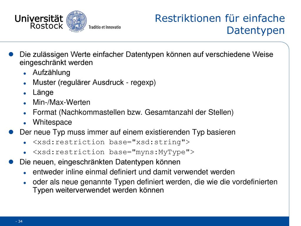 Restriktionen für einfache Datentypen