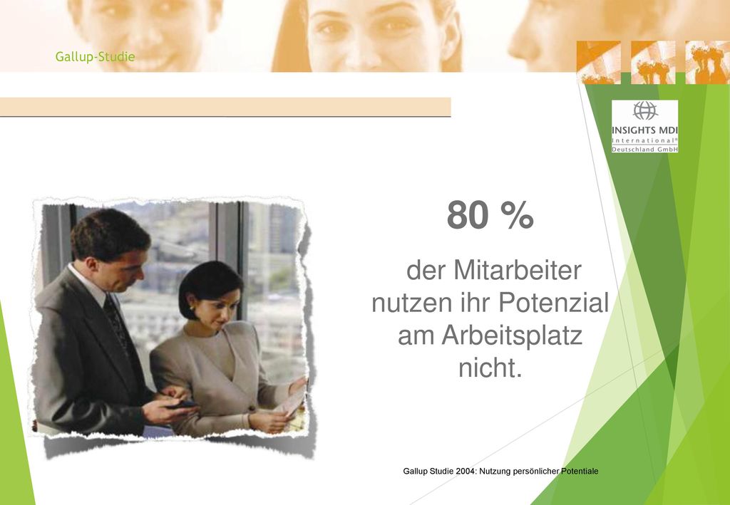 80 % der Mitarbeiter nutzen ihr Potenzial am Arbeitsplatz nicht.