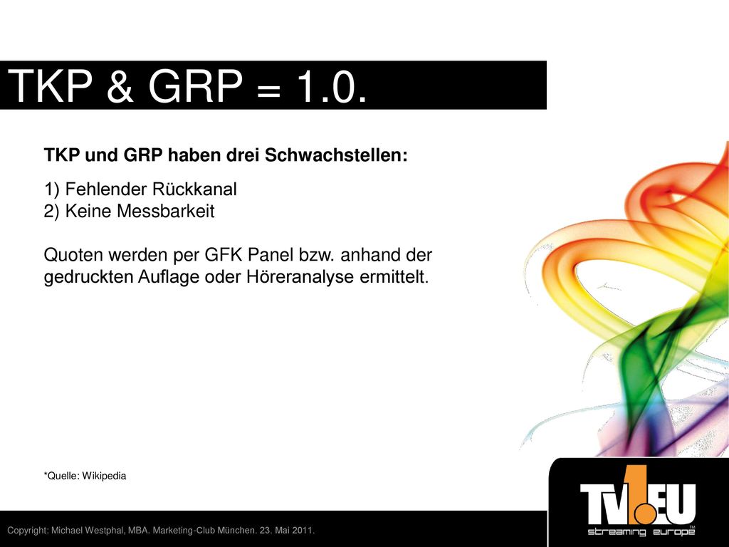 TKP & GRP = 1.0. TKP und GRP haben drei Schwachstellen: