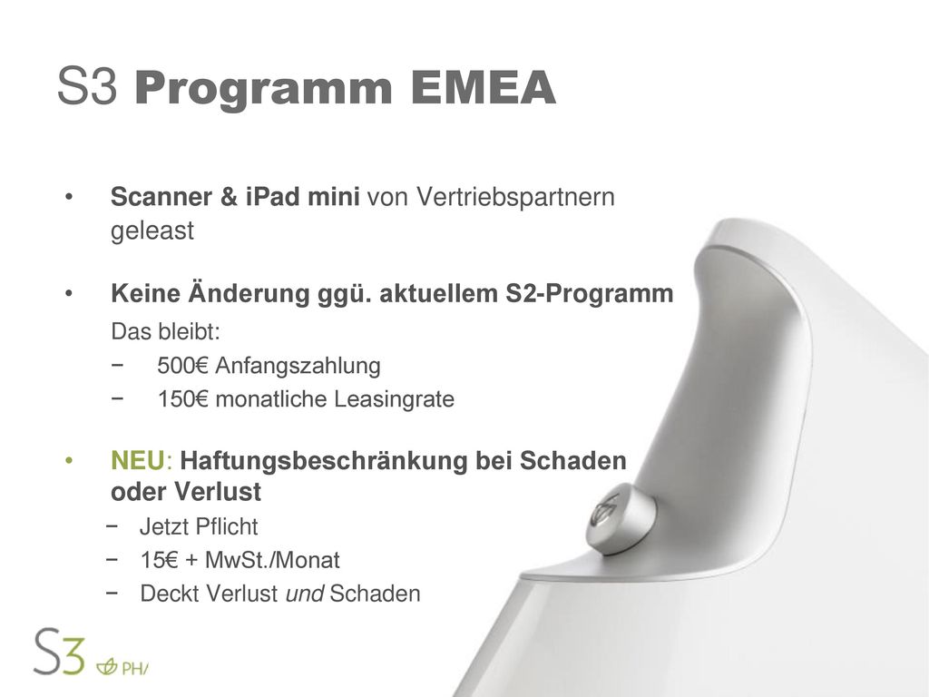 S3 Programm EMEA Scanner & iPad mini von Vertriebspartnern geleast