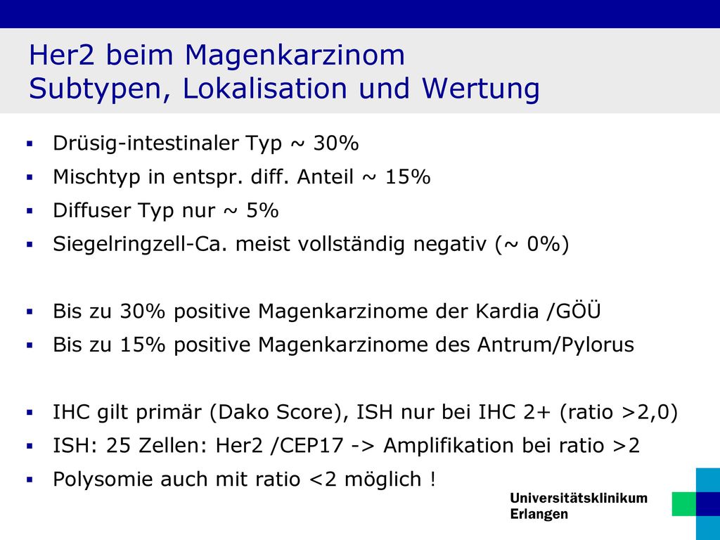 Her2 beim Magenkarzinom Subtypen, Lokalisation und Wertung