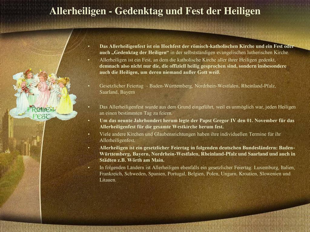 Allerheiligen - Gedenktag und Fest der Heiligen