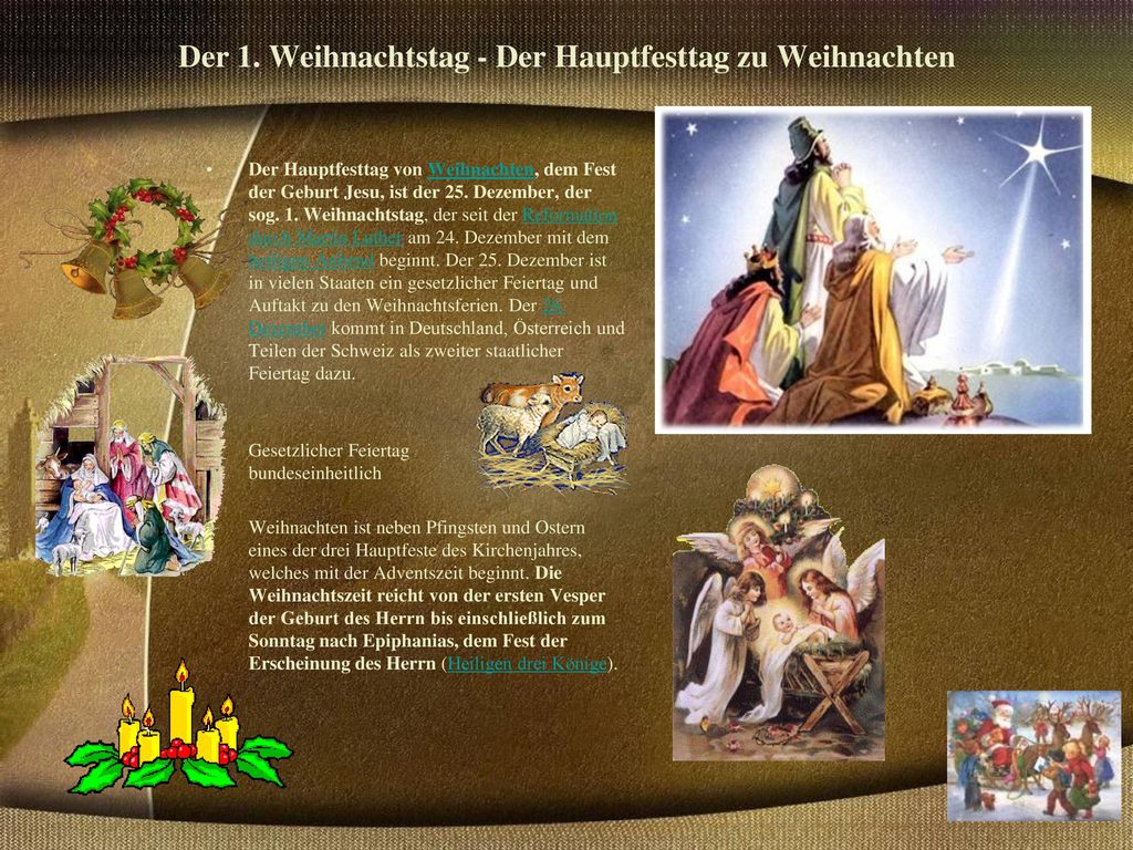 Der 1. Weihnachtstag - Der Hauptfesttag zu Weihnachten