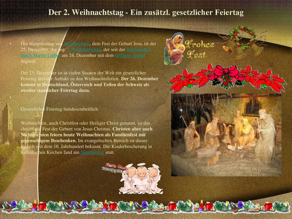 Der 2. Weihnachtstag - Ein zusätzl. gesetzlicher Feiertag