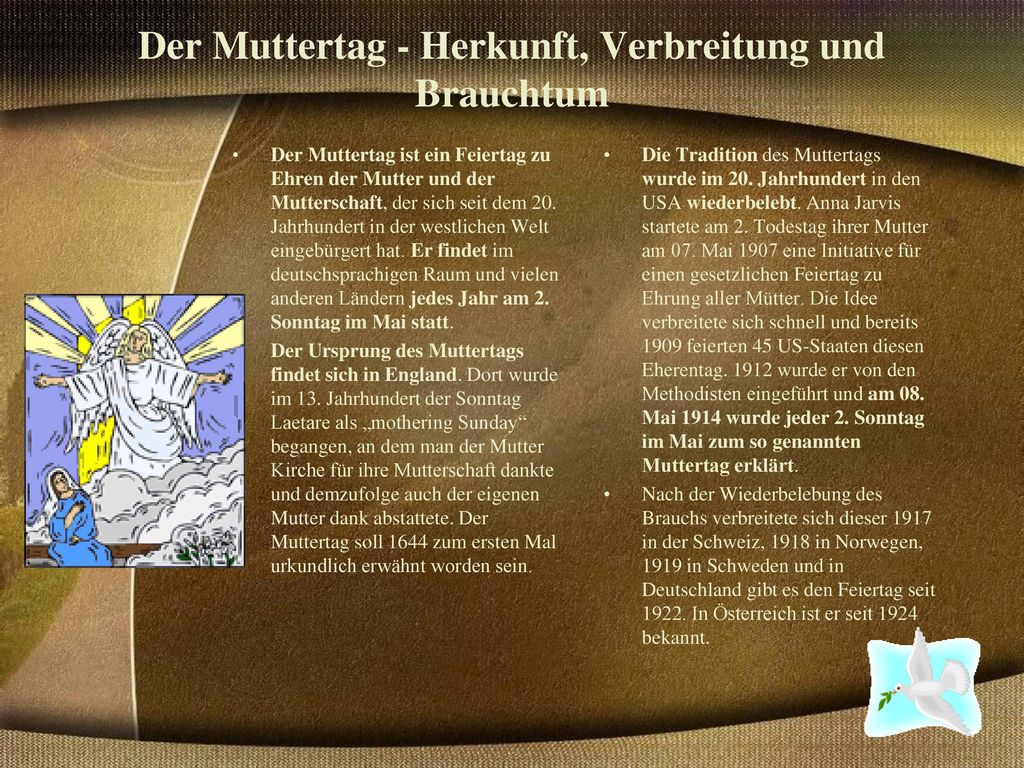 Der Muttertag - Herkunft, Verbreitung und Brauchtum