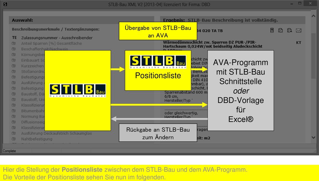 AVA-Programm mit STLB-Bau Positionsliste Schnittstelle oder