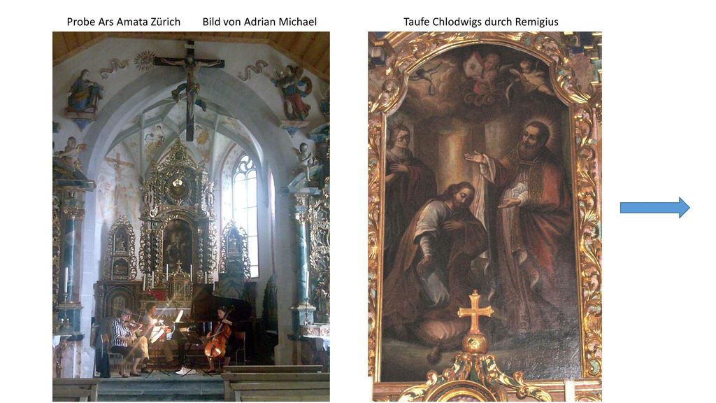 Probe Ars Amata Zürich Bild von Adrian Michael Taufe Chlodwigs durch Remigius