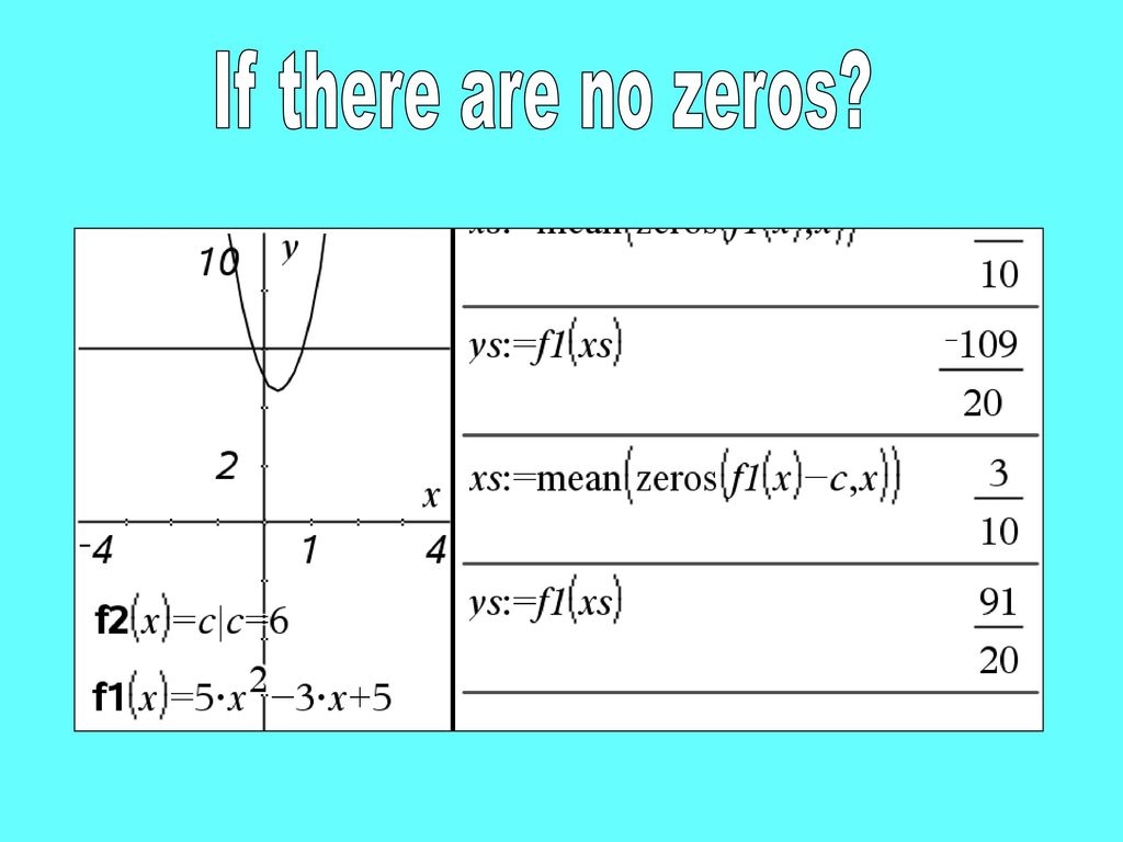 If there are no zeros Was passiert aber, wenn keine Nullstellen vorhanden sind.