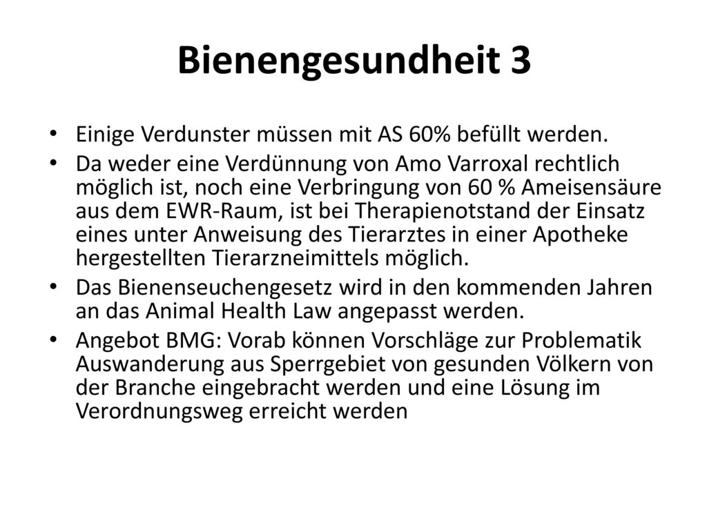 Bienengesundheit 3 Einige Verdunster müssen mit AS 60% befüllt werden.