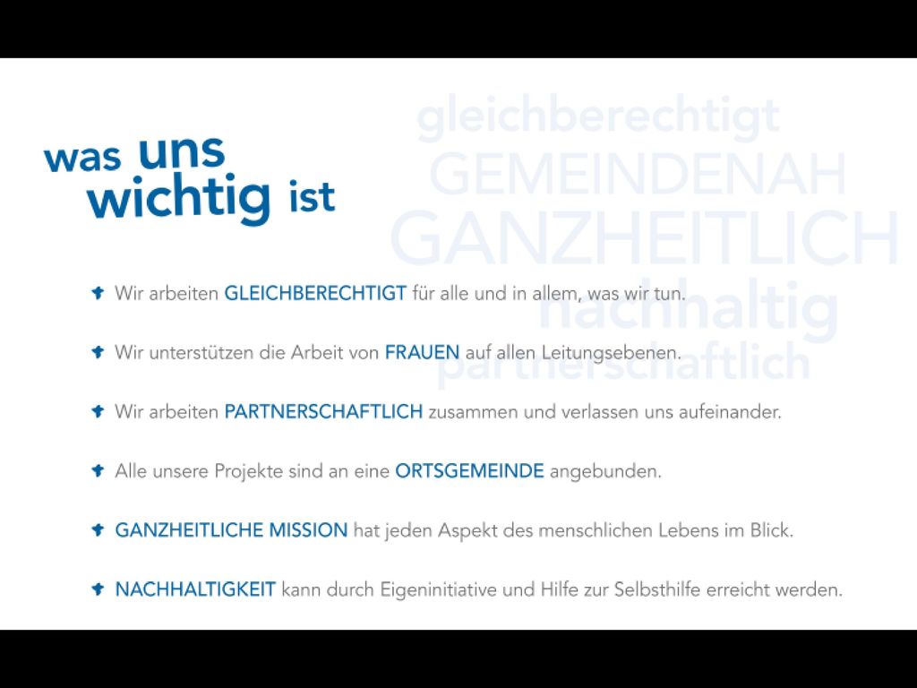 was uns wichtig ist Wir arbeiten gleichberechtigt für alle und in allem, was wir tun.