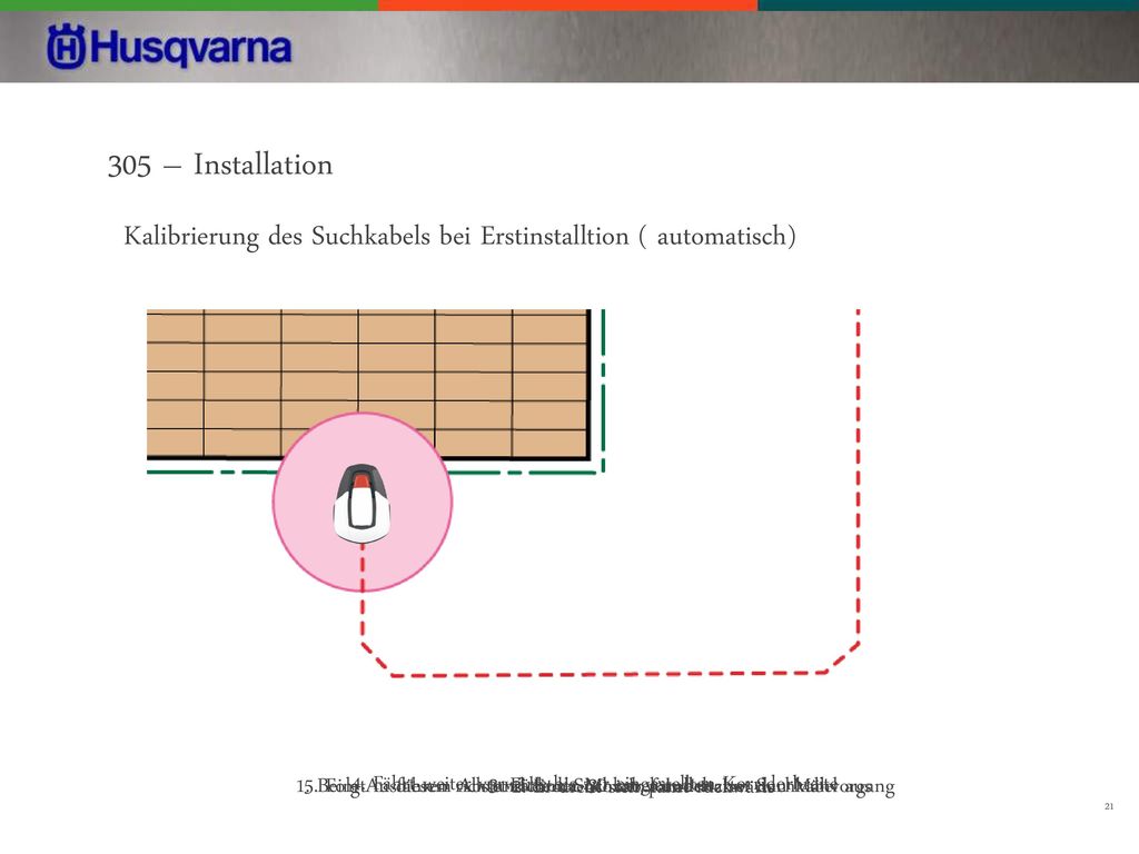 305 – Installation Kalibrierung des Suchkabels bei Erstinstalltion ( automatisch)