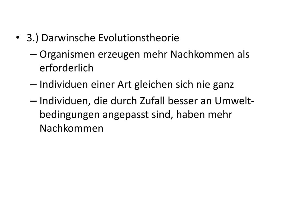 3.) Darwinsche Evolutionstheorie