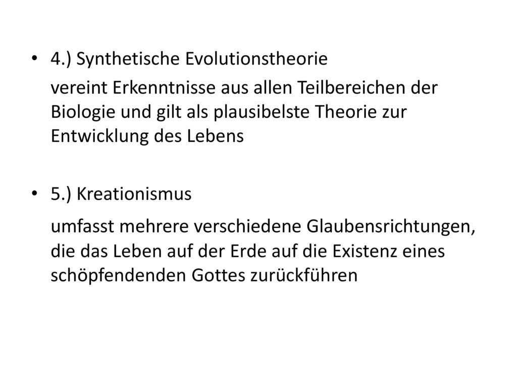 4.) Synthetische Evolutionstheorie