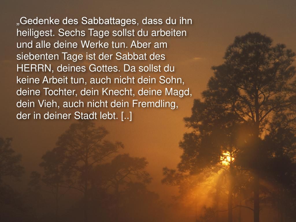 „Gedenke des Sabbattages, dass du ihn heiligest