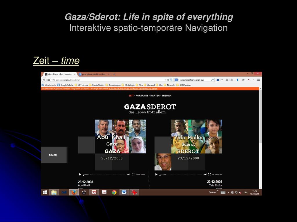 Gaza/Sderot: Life in spite of everything Interaktive spatio-temporäre Navigation
