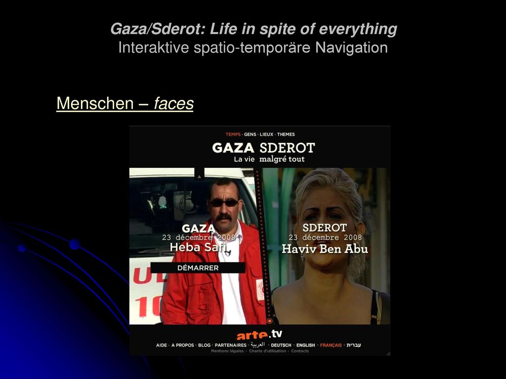 Gaza/Sderot: Life in spite of everything Interaktive spatio-temporäre Navigation
