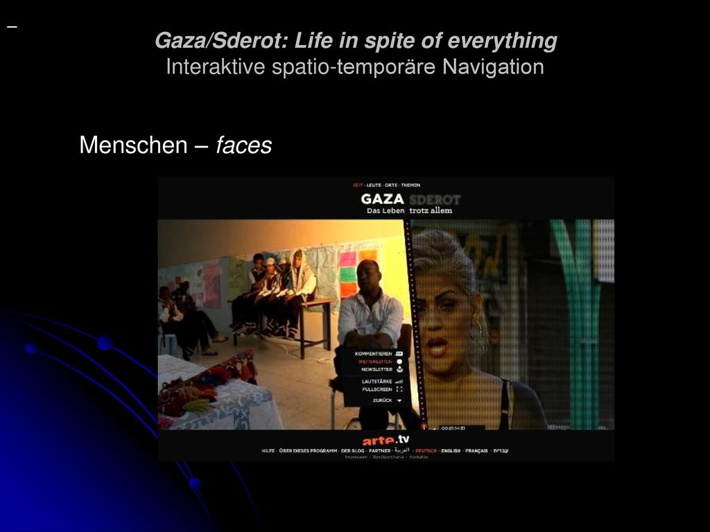 Gaza/Sderot: Life in spite of everything Interaktive spatio-temporäre Navigation