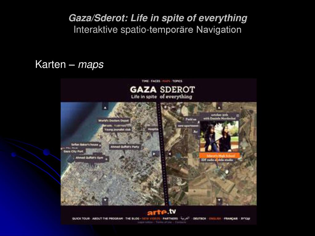 Gaza/Sderot: Life in spite of everything Interaktive spatio-temporäre Navigation
