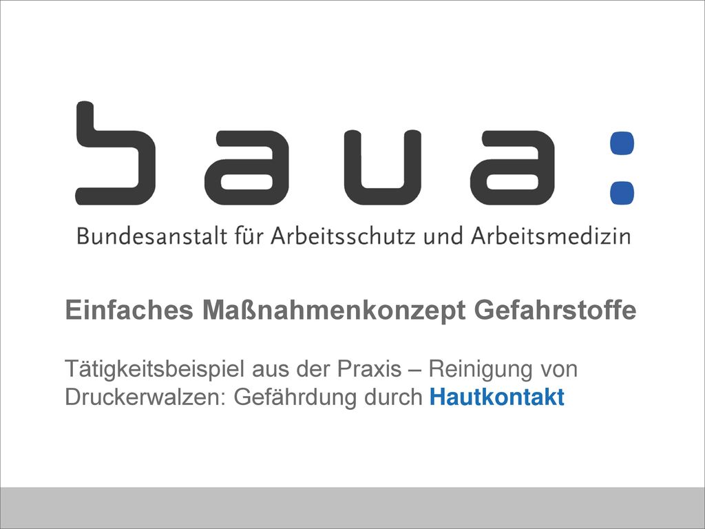 Einfaches Maßnahmenkonzept Gefahrstoffe Tätigkeitsbeispiel aus der Praxis – Reinigung von