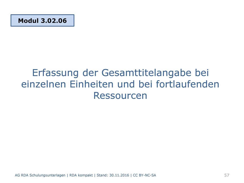 Modul Erfassung der Gesamttitelangabe bei einzelnen Einheiten und bei fortlaufenden Ressourcen.