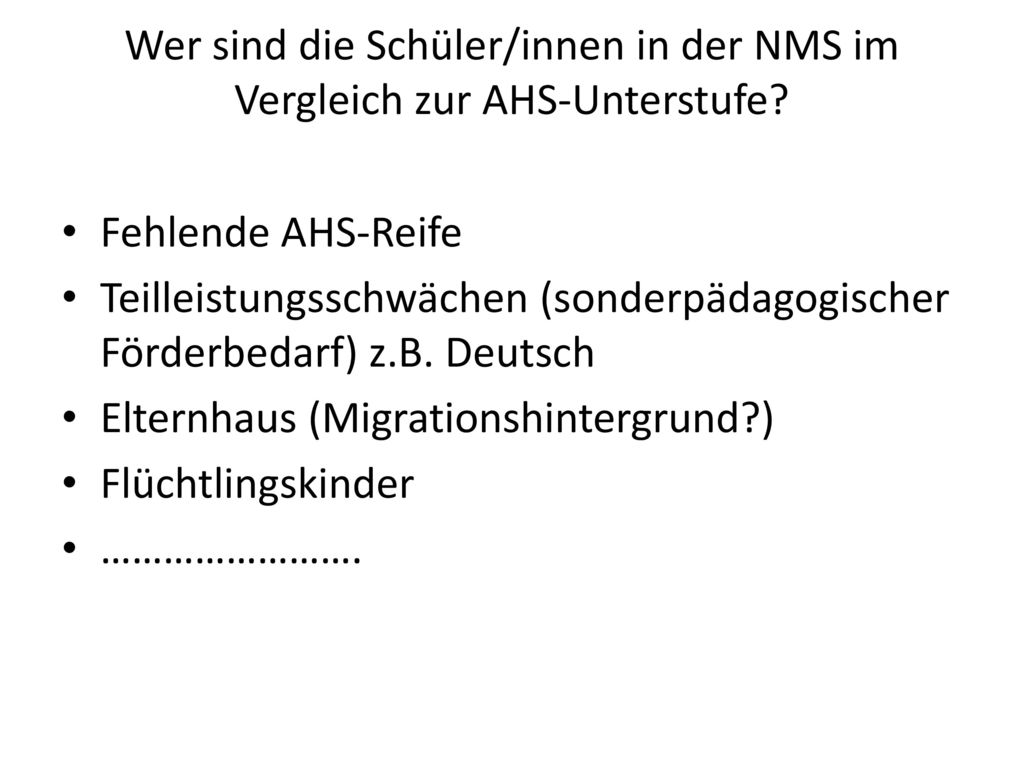 Wer sind die Schüler/innen in der NMS im Vergleich zur AHS-Unterstufe