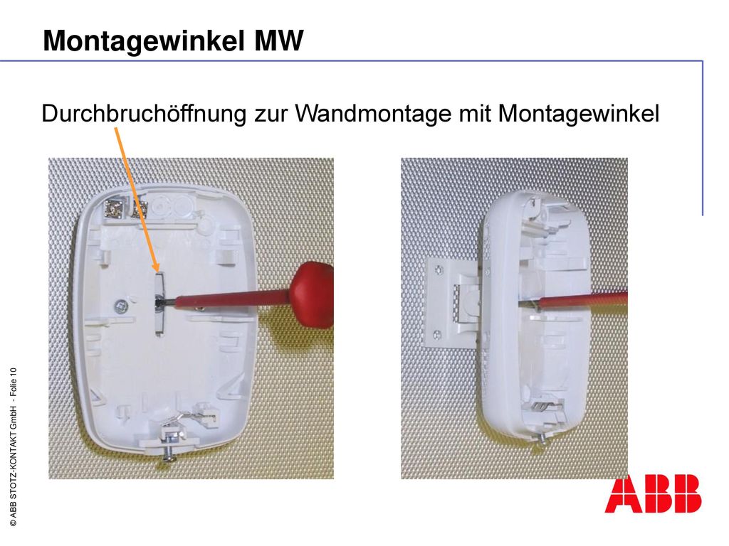 Montagewinkel MW Durchbruchöffnung zur Wandmontage mit Montagewinkel
