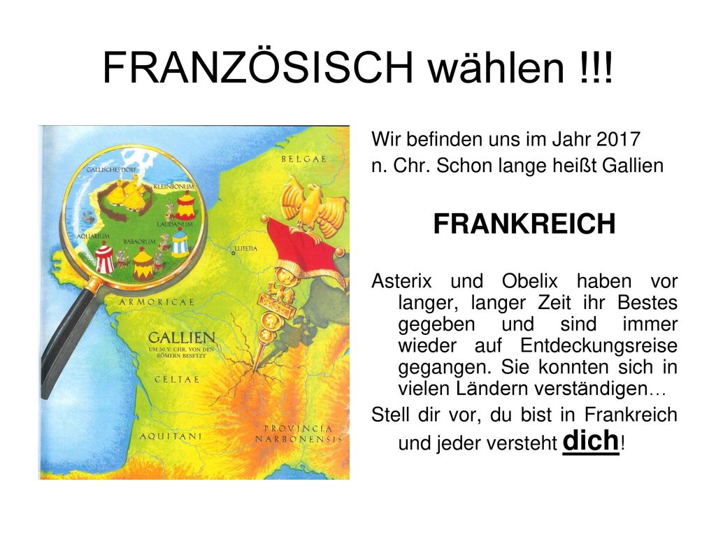 FRANZÖSISCH wählen !!! FRANKREICH Wir befinden uns im Jahr 2017