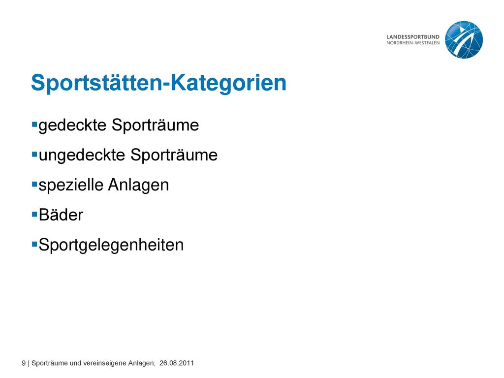 Sportstätten-Kategorien