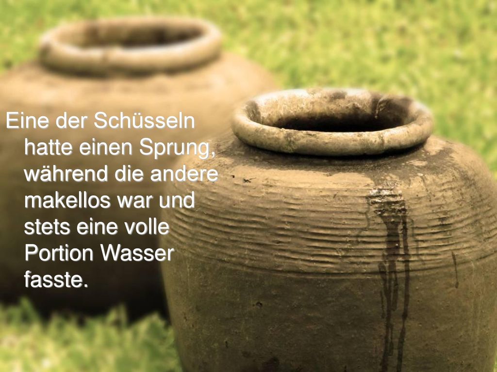 Eine der Schüsseln hatte einen Sprung, während die andere makellos war und stets eine volle Portion Wasser fasste.