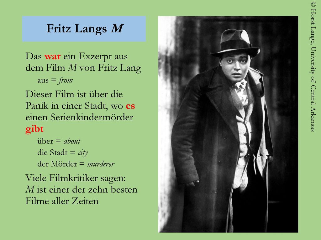 Fritz Langs M Das war ein Exzerpt aus dem Film M von Fritz Lang