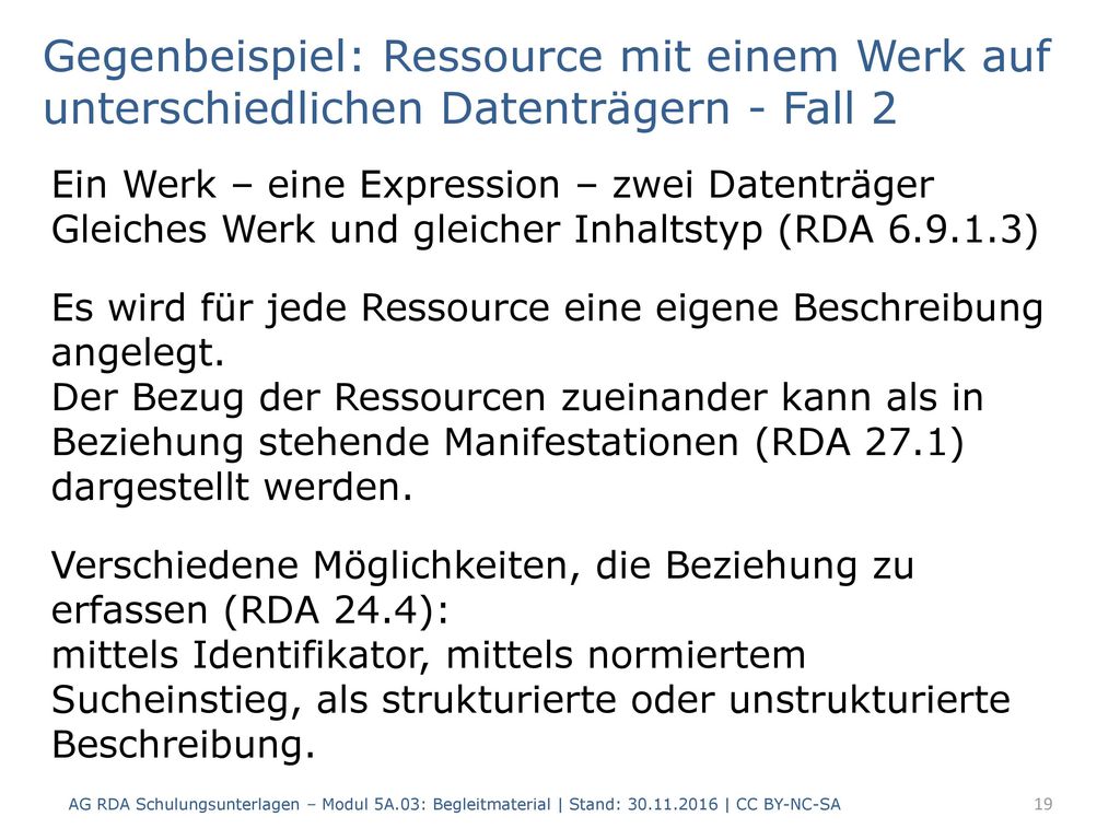 Gegenbeispiel: Ressource mit einem Werk auf unterschiedlichen Datenträgern - Fall 2