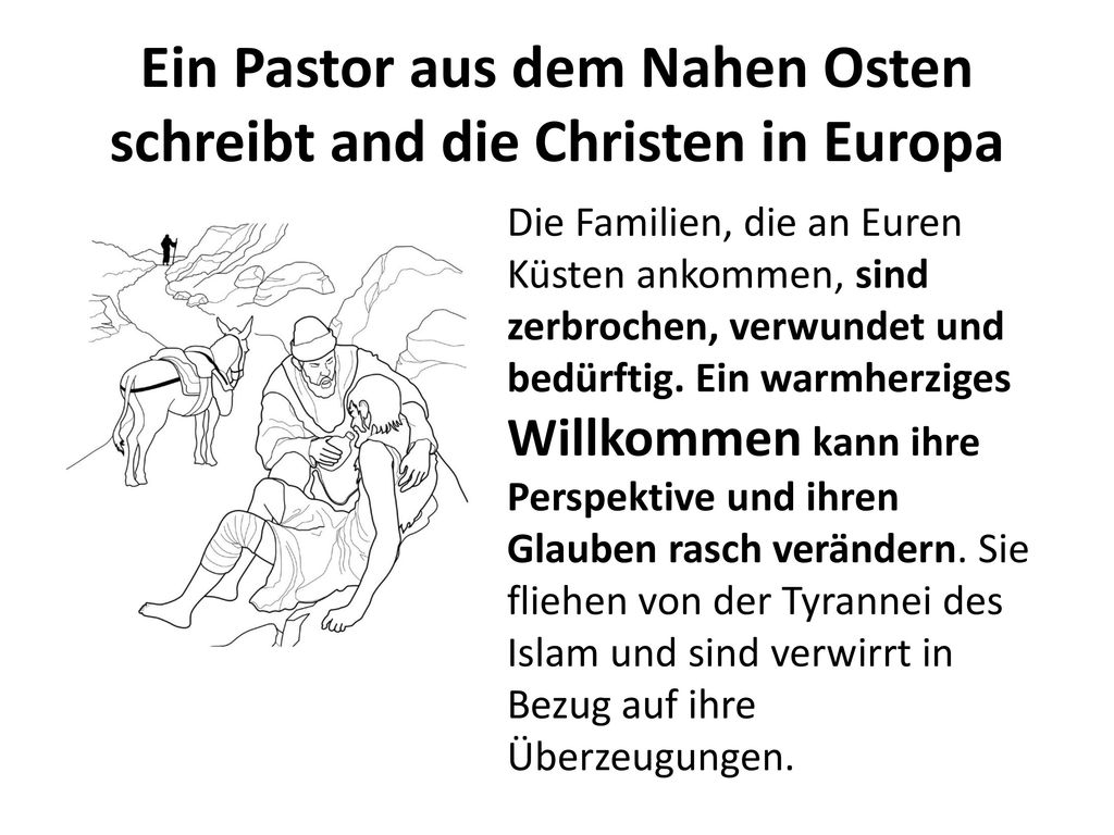Ein Pastor aus dem Nahen Osten schreibt and die Christen in Europa