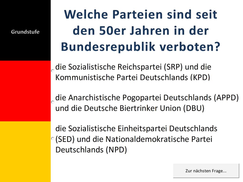 Welche Parteien sind seit den 50er Jahren in der Bundesrepublik verboten