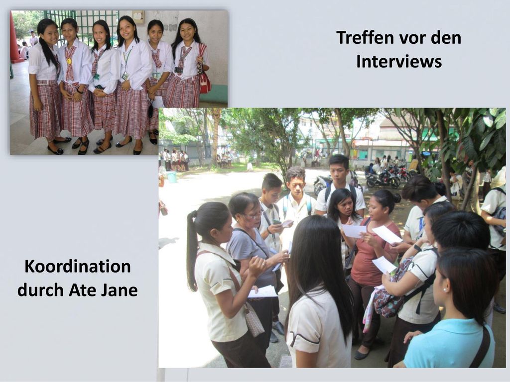 Treffen vor den Interviews Koordination durch Ate Jane