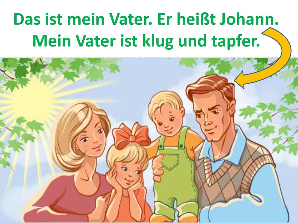 Das ist mein Vater. Er heißt Johann. Mein Vater ist klug und tapfer.
