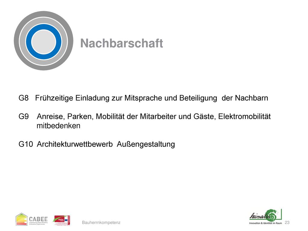 Nachbarschaft G8 Frühzeitige Einladung zur Mitsprache und Beteiligung der Nachbarn.