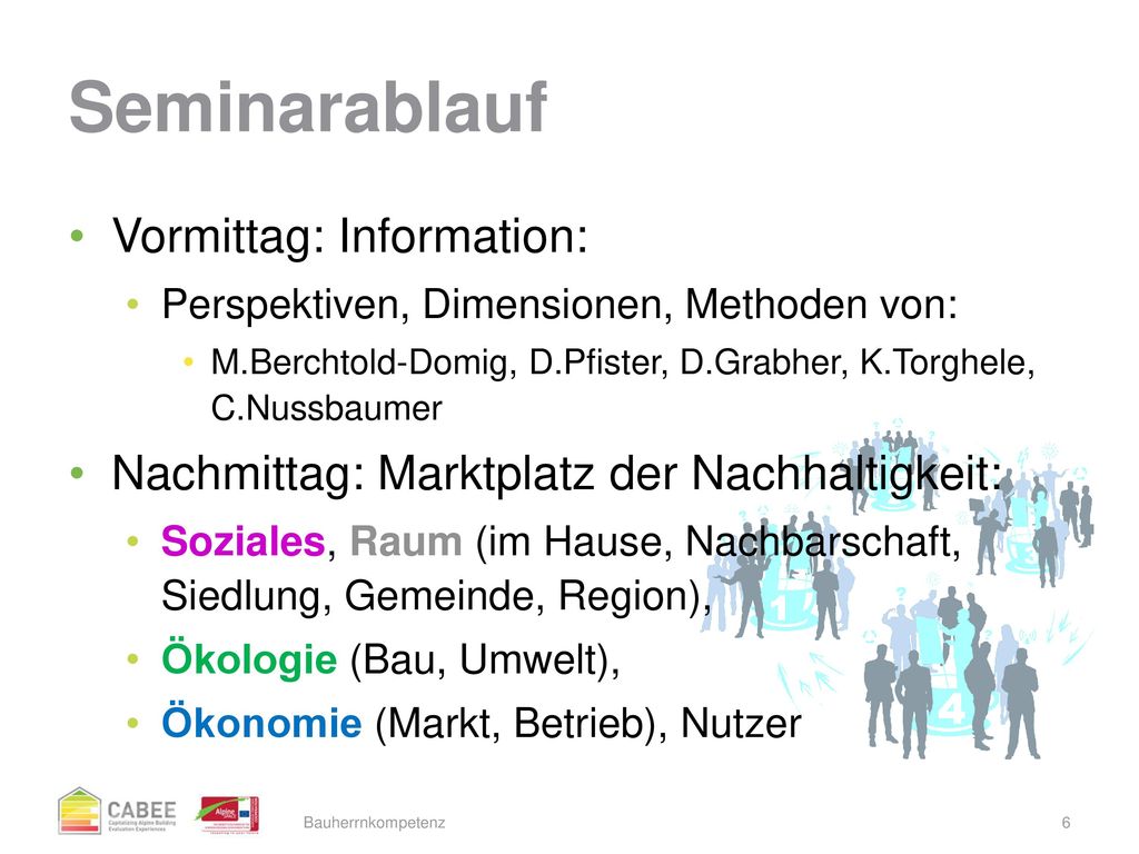 Seminarablauf Vormittag: Information: